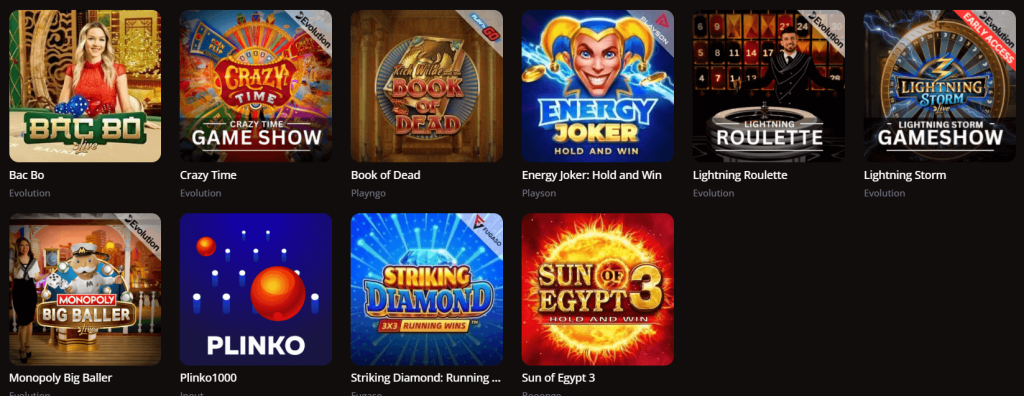 BaC BO Crazy Time Book of Dead Energy Joker Vinspins
